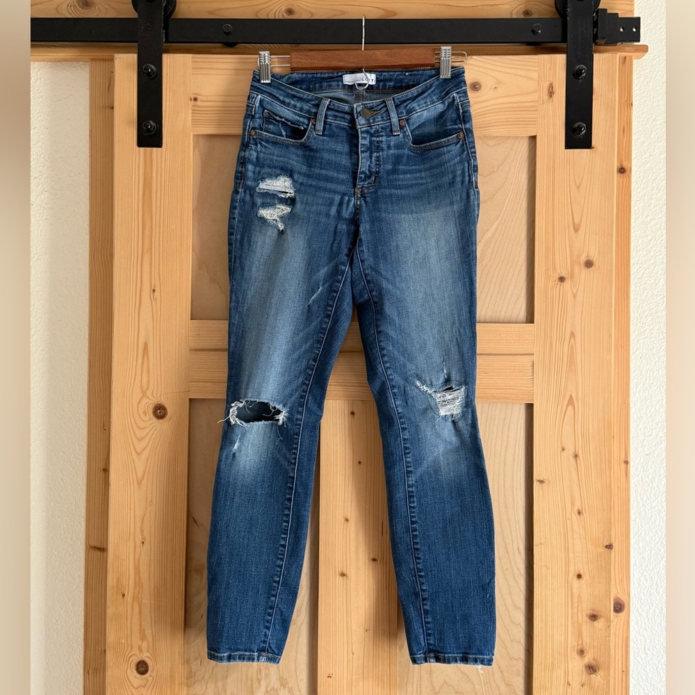 LOFT Classic Distressed Blue Skinny Jeans